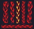 Red flame elements for the endless border Royalty Free Stock Photo