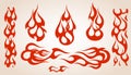 Red flame elements set, vector illustration Royalty Free Stock Photo