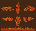 Red flame elements set, vector illustration Royalty Free Stock Photo
