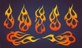 Red flame elements set, vector illustration Royalty Free Stock Photo