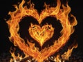 red flame fire heart on black background Royalty Free Stock Photo