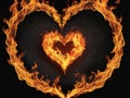 red flame fire heart on black background Royalty Free Stock Photo