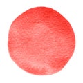 Red flame scarlet watercolor circle. Watercolour stain on white background
