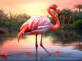 Red flamingo bird  Made With Generative AI illustration Royalty Free Stock Photo