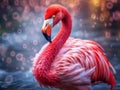 Red flamingo bird  Made With Generative AI illustration Royalty Free Stock Photo