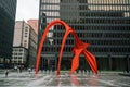 Red Flamingo sculpture in Chicago