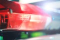 Red flasher on the police car at night. Red light flasher of a p Royalty Free Stock Photo