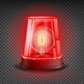 Red Flasher Siren Vector. Realistic Object. Light Effect. Beacon For Police Cars Ambulance, Fire Trucks. Emergency Royalty Free Stock Photo