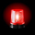 Red flashers Siren Vector. Realistic Object. Light Effect. Beacon For Police Cars Ambulance, Fire Trucks. Emergency Royalty Free Stock Photo