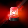Red flashing police beacon alarm. Police light siren emergency equipment. Danger flash ambulance beacon Royalty Free Stock Photo