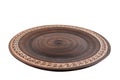 red flat clay plate top view isolated