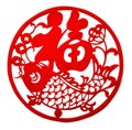 Red flat paper-cut on white as a symbol of Chinese New Year