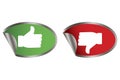 Red flat yes no sticker. Peeled off stickers like dislike. Accept button, decline button. Stock image