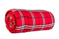 Red fleece blanket in cage