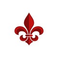 Red Fleur De Lis Logo Template Illustration Design. Vector EPS 10 Royalty Free Stock Photo