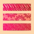 Red Floral Banner Card Set Royalty Free Stock Photo