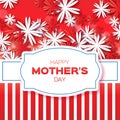 Red Floral Greeting card - International Happy Mothers Day with Bunch of Flowers. Royalty Free Stock Photo