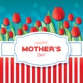 Red Floral Greeting card - International Happy Mothers Day - Royalty Free Stock Photo