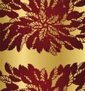 Red floral lace borders on golden background Royalty Free Stock Photo