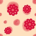 Red floral seamless pattern on a peachy  background Royalty Free Stock Photo