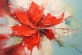 Red flower on abstract background. Oil painting style. Close-up. Abstract expressionist oil painting of a red flower with an Royalty Free Stock Photo