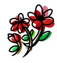 Red flower with bold black line Royalty Free Stock Photo