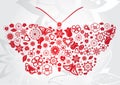 Red flower butterfly Royalty Free Stock Photo