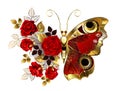 Red flower butterfly with red roses Royalty Free Stock Photo
