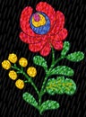 Red flower, element of hungarian national embroidery.