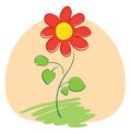 Red flower on light orange background - vector Royalty Free Stock Photo