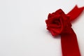 Red rose made by hand from satin ribbon Royalty Free Stock Photo