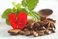 Red flower mint leaf coffee anise food ingredients