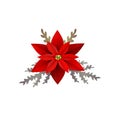 Red flower poinsettia on white. Vector Royalty Free Stock Photo