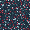 Red flower seamless pattern