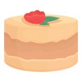 Red flower wedding cake icon cartoon vector. Pie party