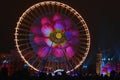 Red flowers on the big wheel Royalty Free Stock Photo