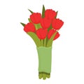 Red flowers bouquet icon cartoon vector. Present express