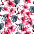 Red flowers seamless pattern Royalty Free Stock Photo