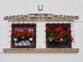 Red Flowers in Window Boxes, Bucharest, Romania