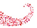 Red flying hearts bright love passion vector background.