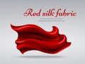 Red flying silk fabric abstact vector background Royalty Free Stock Photo