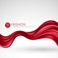 Red flying silk fabric. Fashion background. Vector illustration Royalty Free Stock Photo