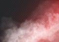 Red Fog or smoke color transparent special effect. White vector cloudiness, mist smog background. illustration Royalty Free Stock Photo