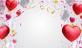 Red foil air balloons set. Collection of different bunch of heart shaped balloons. Party compositions Royalty Free Stock Photo