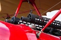 Red Fokker Dr.I Dreidecker triplane stands on airport Royalty Free Stock Photo