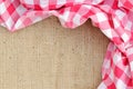 Red folded checkered rural tablecloth over canvas - frame