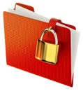 Red folder with golden hinged lock Royalty Free Stock Photo