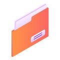 Red folder icon, isometric style Royalty Free Stock Photo