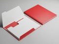 Red folder and paper isolated on white background Royalty Free Stock Photo