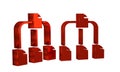 Red Folder tree icon isolated on transparent background. Computer network file folder organization structure flowchart. Royalty Free Stock Photo